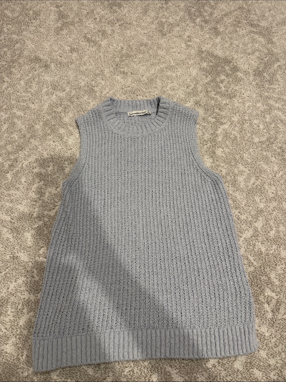 Abercrombie & Fitch Light Blue Ribbed Sleeveless Crewneck Sweater Vest